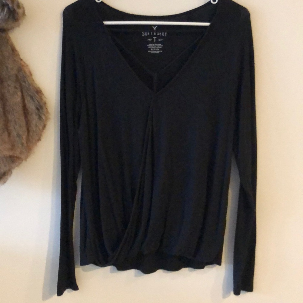 Cross over black long sleeve with sexy straps
